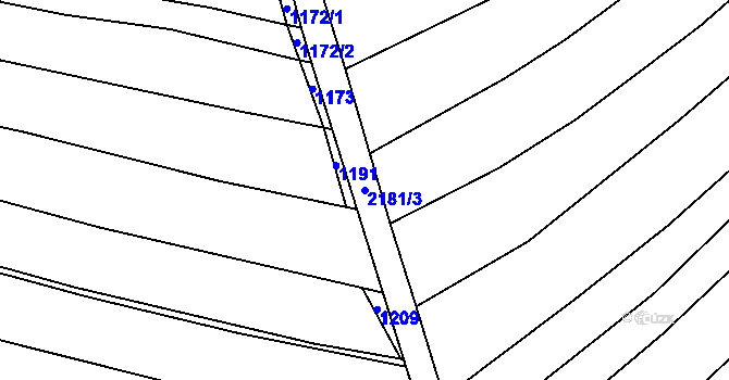Parcela st. 2181/3 v KÚ Radostín nad Oslavou, Katastrální mapa