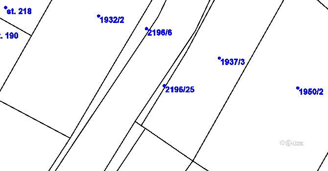 Parcela st. 2196/25 v KÚ Radostín nad Oslavou, Katastrální mapa