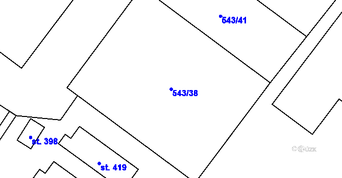 Parcela st. 543/38 v KÚ Radostín nad Oslavou, Katastrální mapa