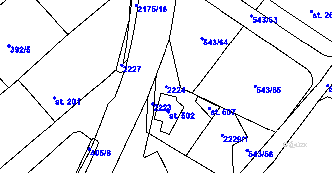 Parcela st. 2224 v KÚ Radostín nad Oslavou, Katastrální mapa