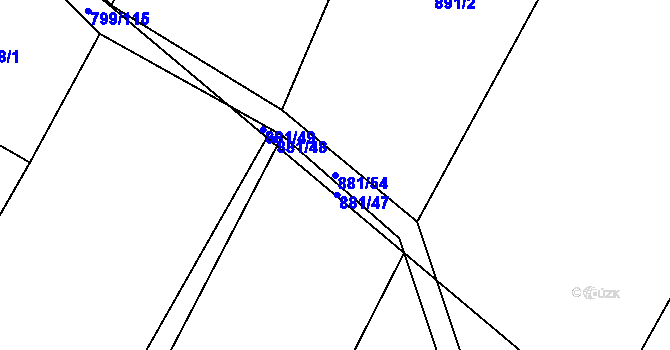 Parcela st. 881/54 v KÚ Radostín nad Oslavou, Katastrální mapa