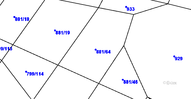 Parcela st. 881/64 v KÚ Radostín nad Oslavou, Katastrální mapa