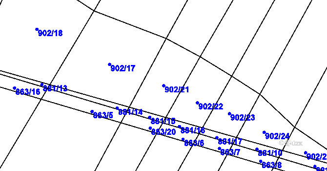 Parcela st. 902/21 v KÚ Radostín nad Oslavou, Katastrální mapa