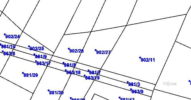 Parcela st. 902/27 v KÚ Radostín nad Oslavou, Katastrální mapa