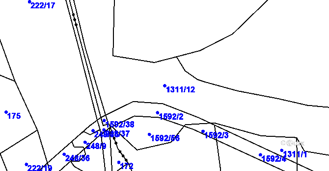 Parcela st. 1311/12 v KÚ Radostín nad Oslavou, Katastrální mapa