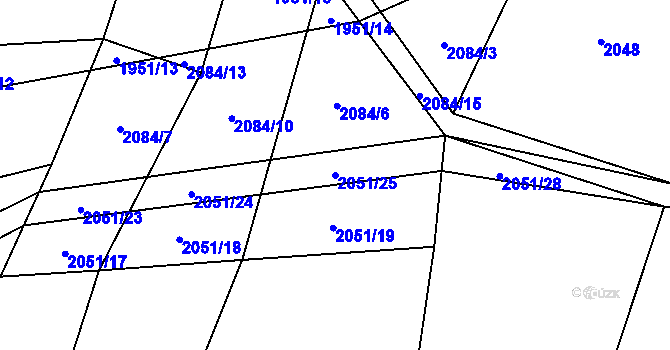 Parcela st. 2051/25 v KÚ Radostín nad Oslavou, Katastrální mapa