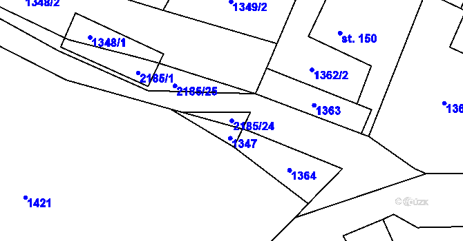 Parcela st. 2185/24 v KÚ Radostín nad Oslavou, Katastrální mapa