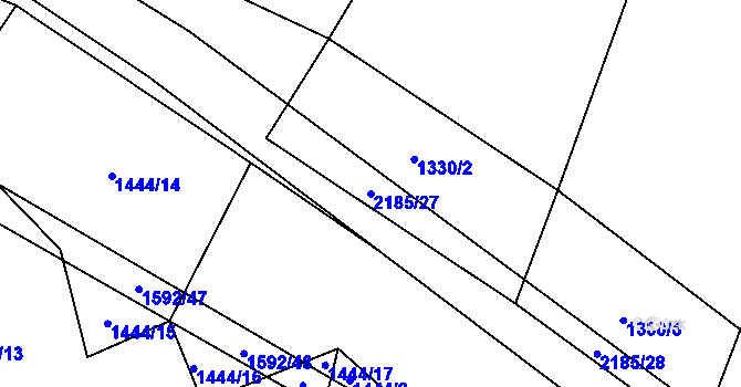 Parcela st. 2185/27 v KÚ Radostín nad Oslavou, Katastrální mapa