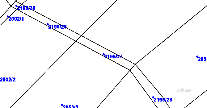 Parcela st. 2196/27 v KÚ Radostín nad Oslavou, Katastrální mapa