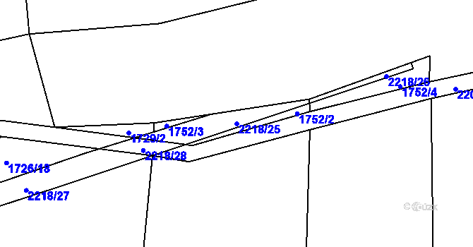 Parcela st. 2218/25 v KÚ Radostín nad Oslavou, Katastrální mapa