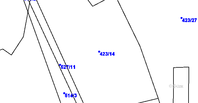 Parcela st. 423/14 v KÚ Radostín nad Oslavou, Katastrální mapa