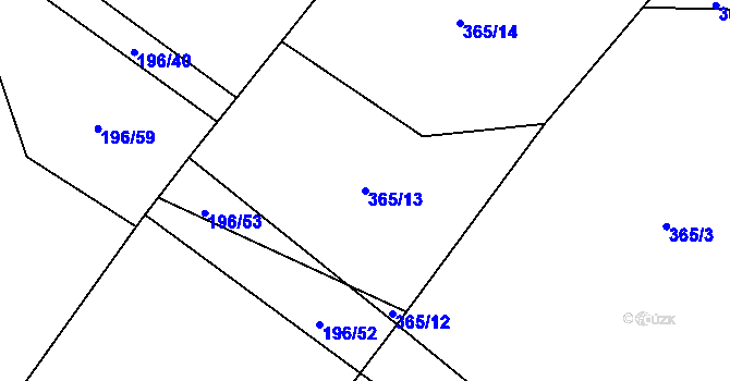Parcela st. 365/13 v KÚ Radostín nad Oslavou, Katastrální mapa