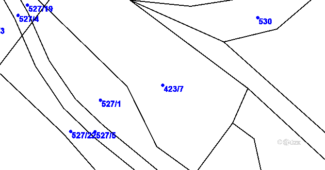 Parcela st. 423/7 v KÚ Radostín nad Oslavou, Katastrální mapa