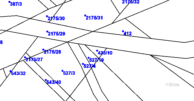 Parcela st. 423/10 v KÚ Radostín nad Oslavou, Katastrální mapa