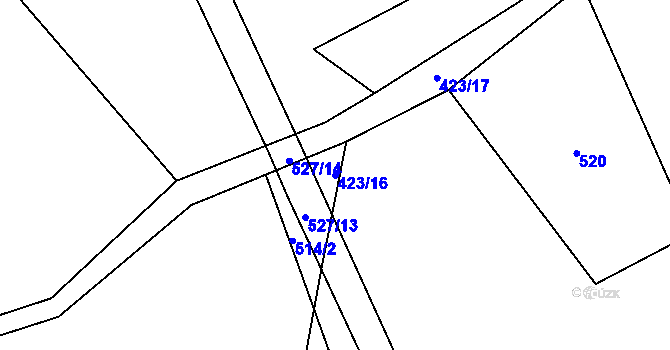Parcela st. 423/16 v KÚ Radostín nad Oslavou, Katastrální mapa