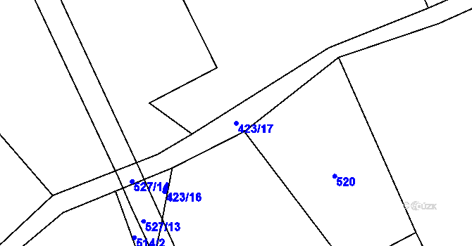 Parcela st. 423/17 v KÚ Radostín nad Oslavou, Katastrální mapa