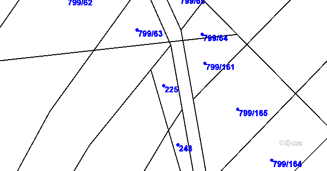 Parcela st. 225 v KÚ Radostín nad Oslavou, Katastrální mapa