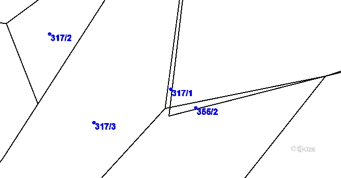 Parcela st. 317/1 v KÚ Radostín nad Oslavou, Katastrální mapa