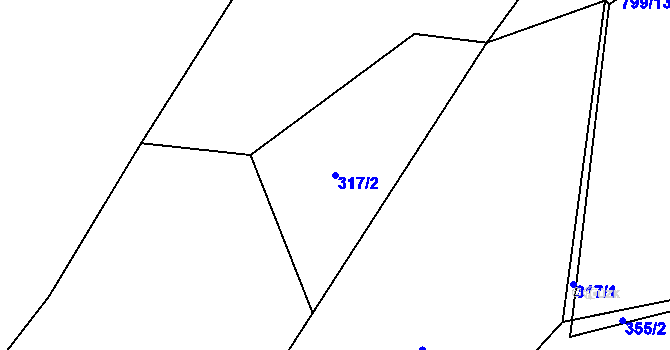 Parcela st. 317/2 v KÚ Radostín nad Oslavou, Katastrální mapa