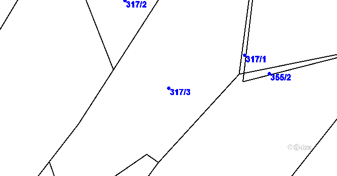 Parcela st. 317/3 v KÚ Radostín nad Oslavou, Katastrální mapa