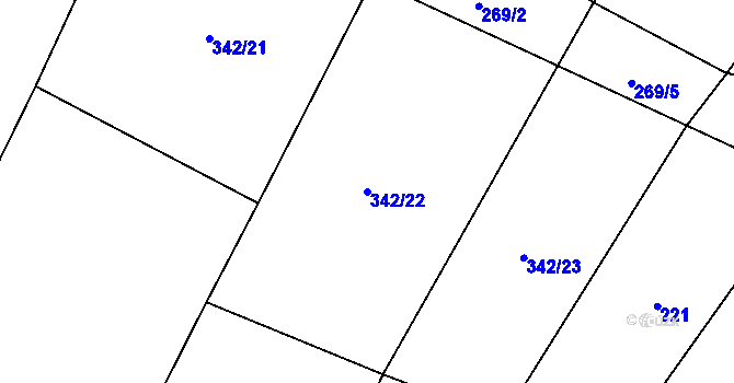 Parcela st. 342/22 v KÚ Radostín nad Oslavou, Katastrální mapa