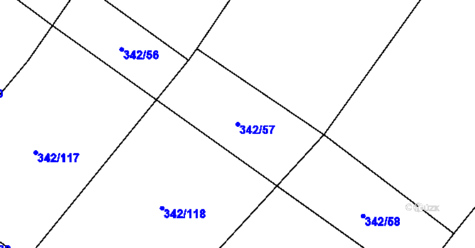 Parcela st. 342/57 v KÚ Radostín nad Oslavou, Katastrální mapa