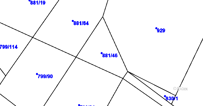 Parcela st. 881/46 v KÚ Radostín nad Oslavou, Katastrální mapa