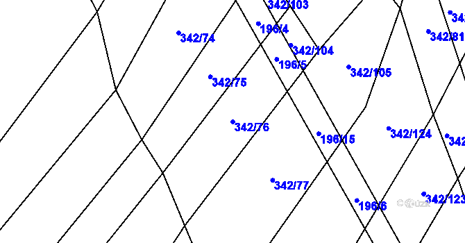 Parcela st. 342/76 v KÚ Radostín nad Oslavou, Katastrální mapa