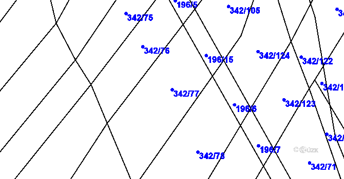 Parcela st. 342/77 v KÚ Radostín nad Oslavou, Katastrální mapa