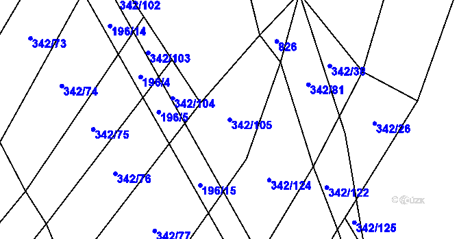 Parcela st. 342/105 v KÚ Radostín nad Oslavou, Katastrální mapa