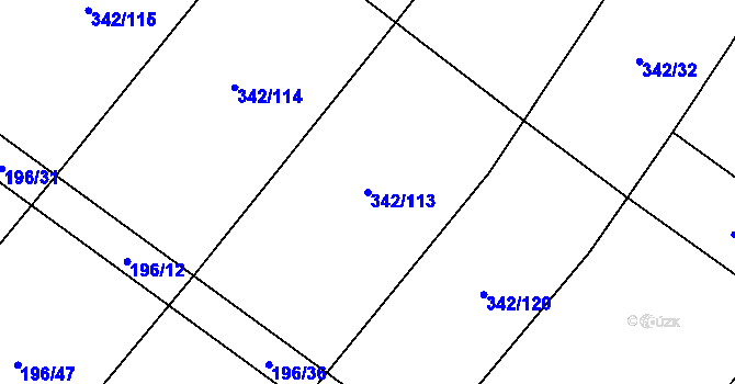 Parcela st. 342/113 v KÚ Radostín nad Oslavou, Katastrální mapa