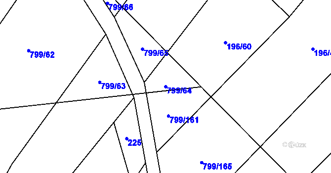 Parcela st. 799/64 v KÚ Radostín nad Oslavou, Katastrální mapa