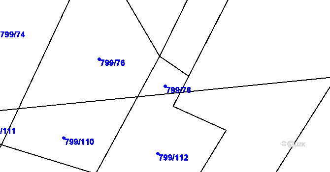 Parcela st. 799/78 v KÚ Radostín nad Oslavou, Katastrální mapa