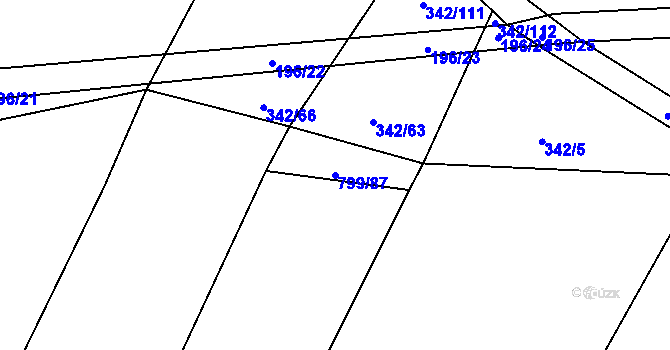 Parcela st. 799/87 v KÚ Radostín nad Oslavou, Katastrální mapa