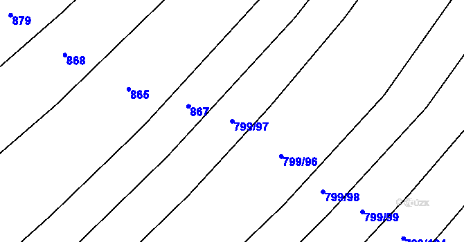 Parcela st. 799/97 v KÚ Radostín nad Oslavou, Katastrální mapa