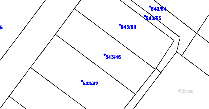 Parcela st. 543/46 v KÚ Radostín nad Oslavou, Katastrální mapa