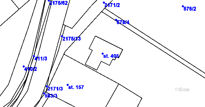 Parcela st. 405 v KÚ Radostín nad Oslavou, Katastrální mapa