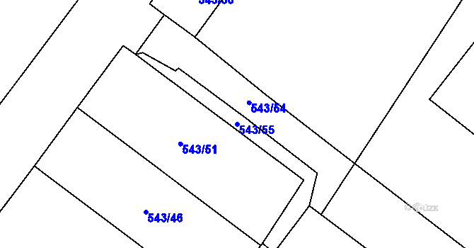 Parcela st. 543/55 v KÚ Radostín nad Oslavou, Katastrální mapa