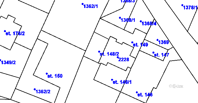 Parcela st. 148/2 v KÚ Radostín nad Oslavou, Katastrální mapa