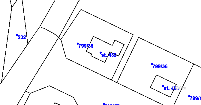 Parcela st. 439 v KÚ Radostín nad Oslavou, Katastrální mapa