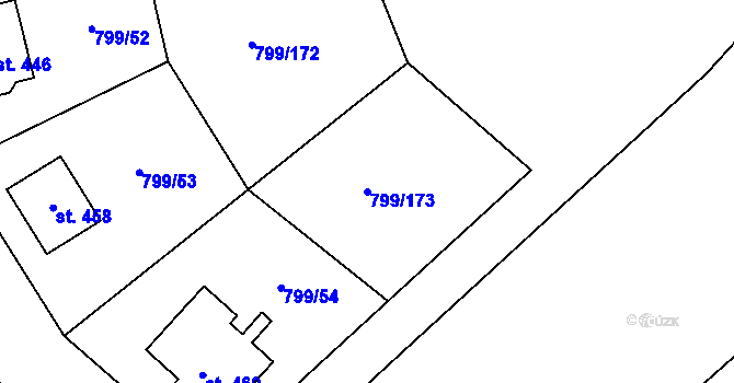 Parcela st. 799/173 v KÚ Radostín nad Oslavou, Katastrální mapa