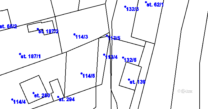 Parcela st. 113/4 v KÚ Radostín nad Oslavou, Katastrální mapa