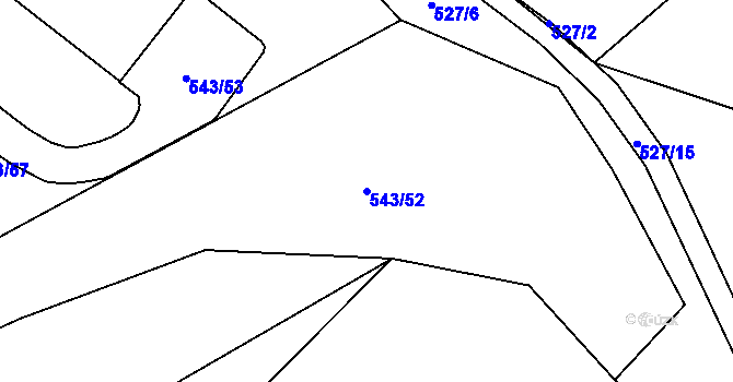 Parcela st. 543/52 v KÚ Radostín nad Oslavou, Katastrální mapa