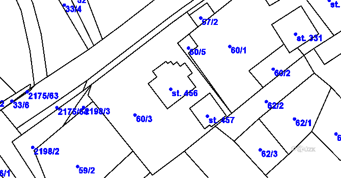 Parcela st. 456 v KÚ Radostín nad Oslavou, Katastrální mapa