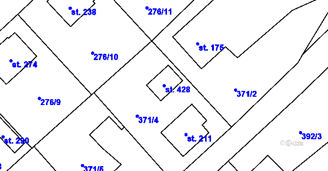Parcela st. 428 v KÚ Radostín nad Oslavou, Katastrální mapa
