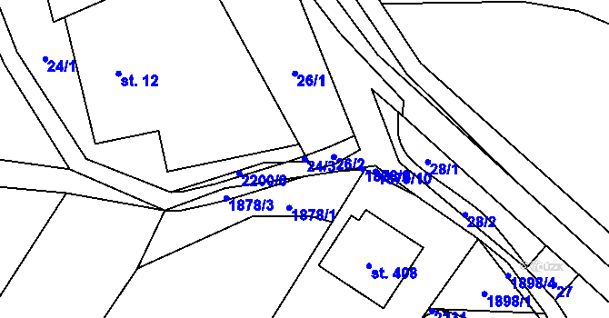 Parcela st. 24/3 v KÚ Radostín nad Oslavou, Katastrální mapa