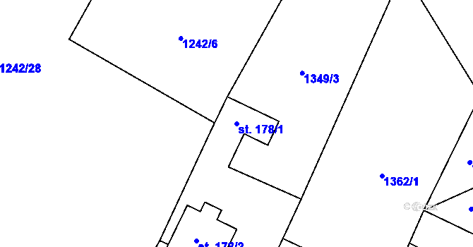Parcela st. 178/1 v KÚ Radostín nad Oslavou, Katastrální mapa