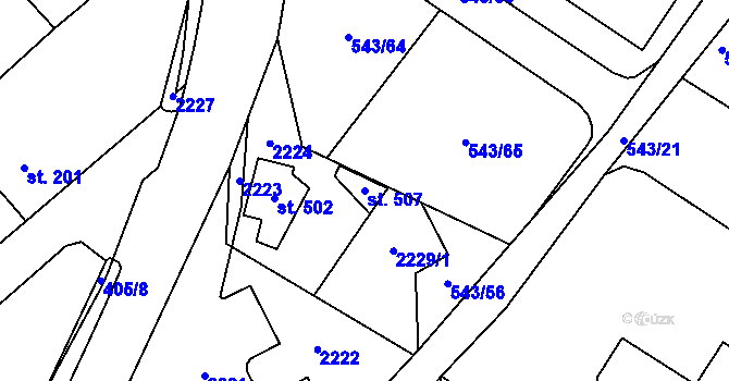 Parcela st. 507 v KÚ Radostín nad Oslavou, Katastrální mapa