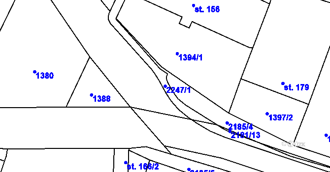 Parcela st. 2247/1 v KÚ Radostín nad Oslavou, Katastrální mapa