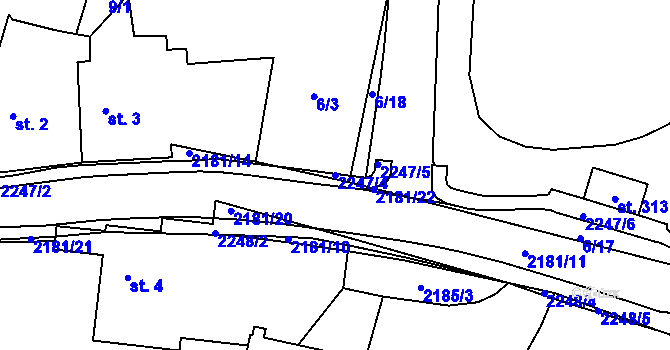 Parcela st. 2247/4 v KÚ Radostín nad Oslavou, Katastrální mapa